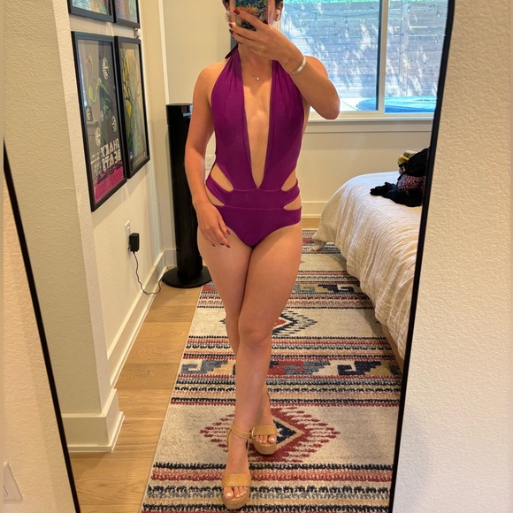 ASOS Other - ASOS Swim Magenta Halter One-Piece Swimsuit